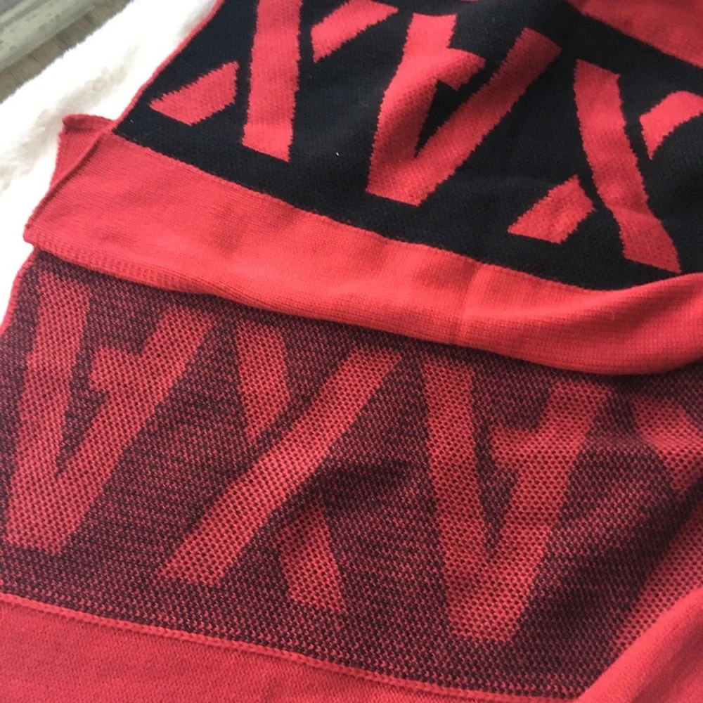 NWT Armani Exchange Scarlet Sega Logo Red & Black Scarf